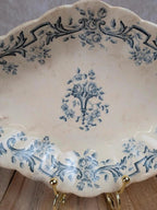Ravier terre de fer Longchamp modèle Louis Xvi décor bleu ancien
