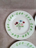 Lot de 9 assiettes plates en terre de fer Digoin Sarreguemines – Modèle Poupette – Vintage