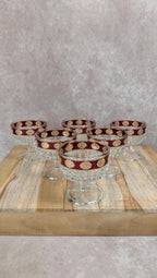 Lot de coupes italiennes vintage fuchsia & doré