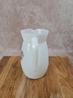 🫗 Joli pichet vintage Arcopal en verre opalin blanc – motif poires et raisins 🍐🍇
