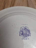 Assiette à dessert ancienne Grigny Rhône Tm & Cie – décor japonisant violet – fin Xixe