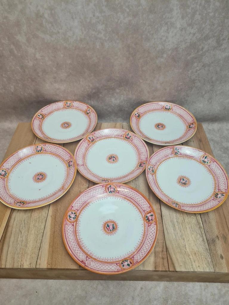 Service ancien 6 tasses porcelaine, Grand Dépôt Émile Bourgeois Paris