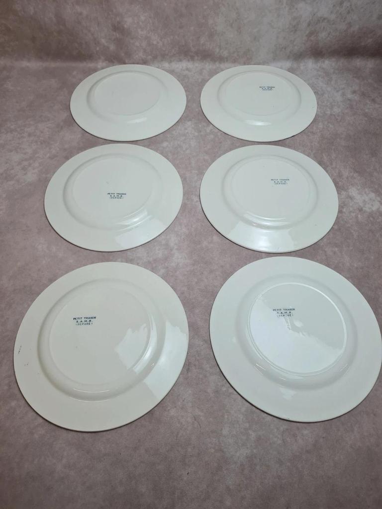 Lot de 12 assiettes plates anciennes Salins “petit Trianon” terre de fer bleu 💙