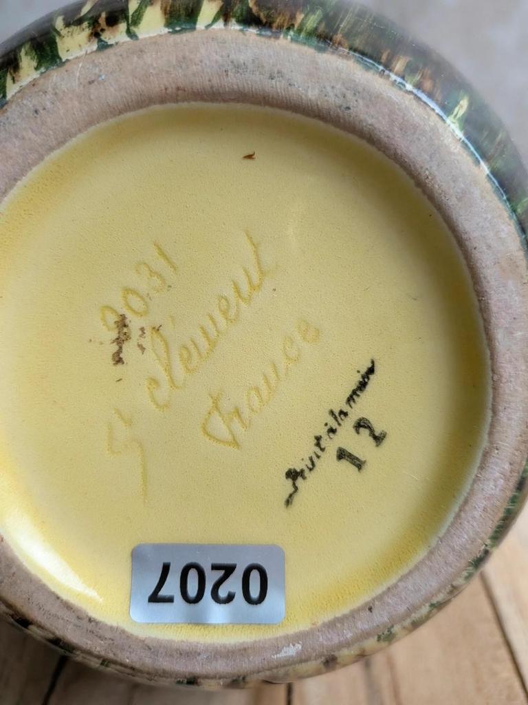 Grand vase pichet Saint-clément – Céramique émaillée verte – Vintage