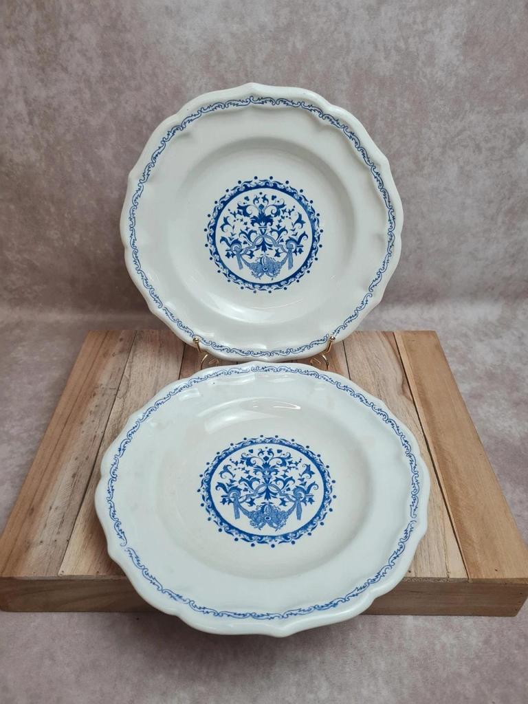 Paire d’assiettes Gien modèle Rouen bleu – décor classique 💙