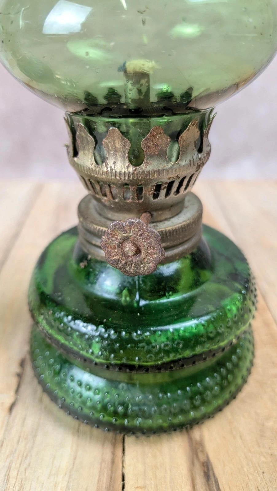 Lot de 2 lampes à huile vintage vertes