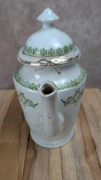 Théière anglaise ancienne en porcelaine décor vert