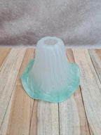 Abat-jour ancien tulipe verre opalin turquoise 💡 déco vintage années 30-50