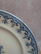Assiette ancienne Terre de Fer Clairefontaine Rouen décor bleu