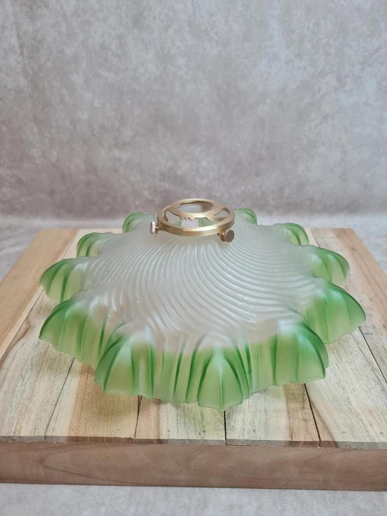 Abat-jour ancien en verre dépoli vert 🍃