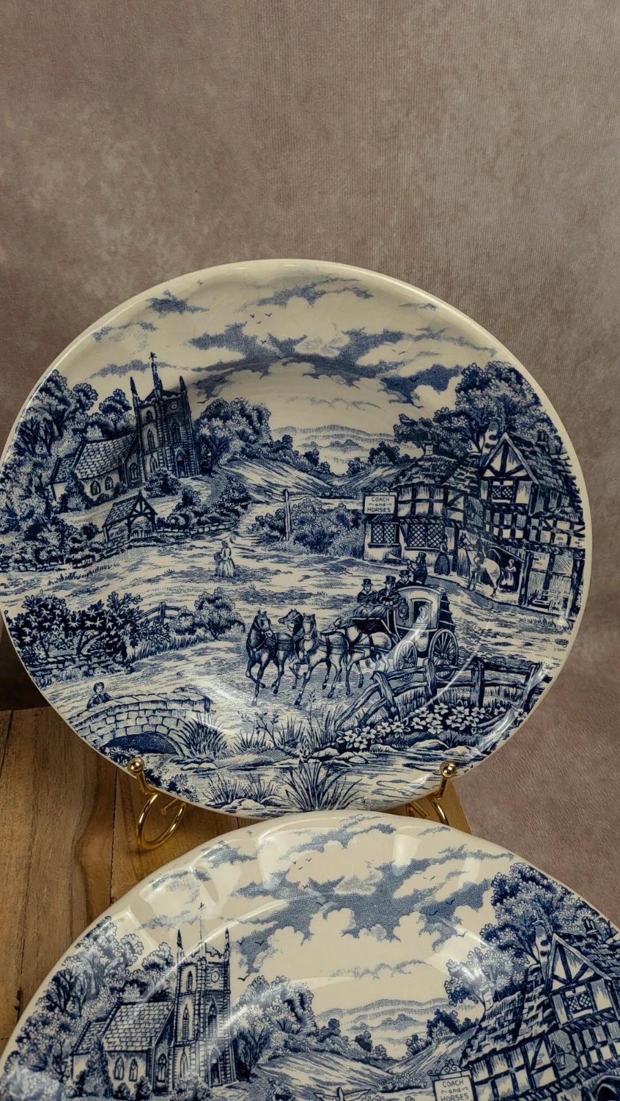 Lot de 6 assiettes creuses Castellania bleu vintage