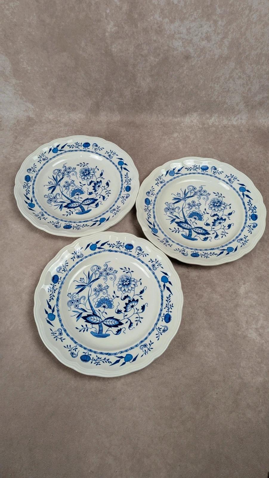 Lot de 3 assiettes plates Lunéville décor bleu traditionnel