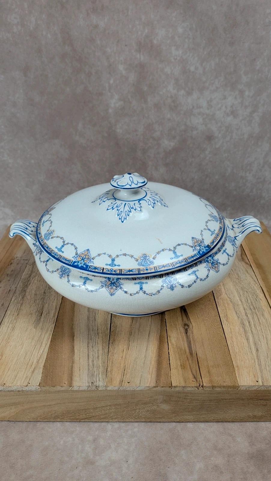 Soupière vintage Palissy England bleu & blanc