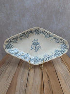 Ravier terre de fer Longchamp modèle Louis Xvi décor bleu ancien