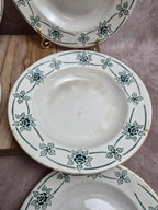 Lot de 6 assiettes creuses anciennes Faïencerie Nouvelle Givors – Modèle Simone – Faïence française