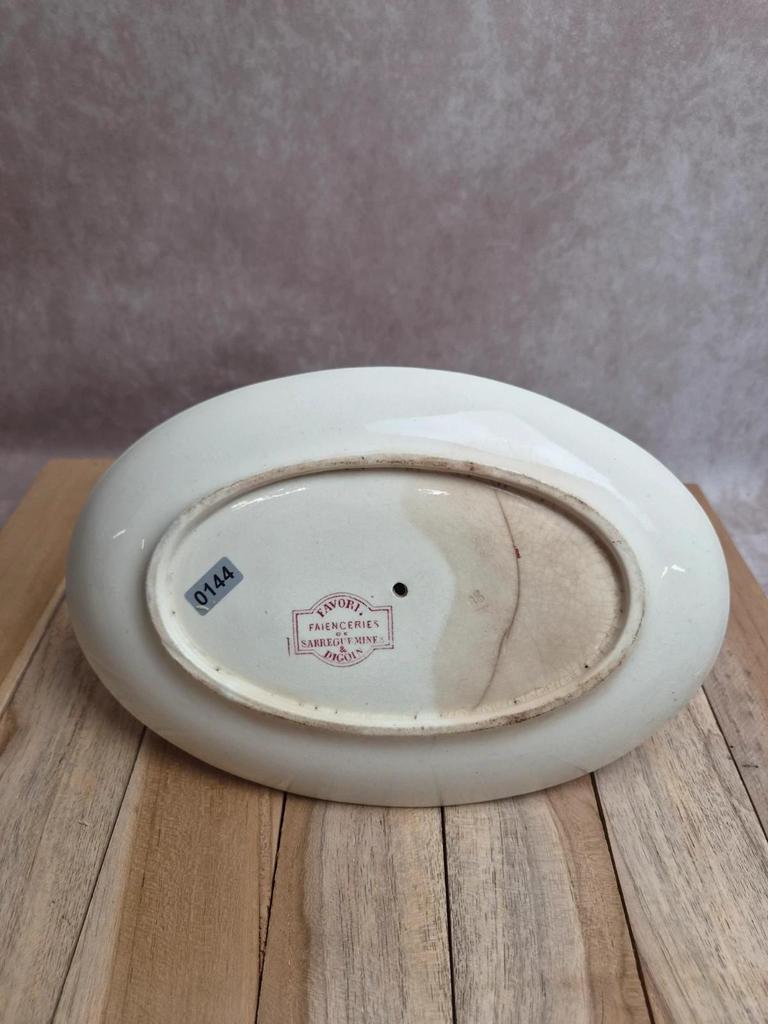 Saucière terre de fer Sarreguemines & Digoin Favori rose oiseaux ancienne