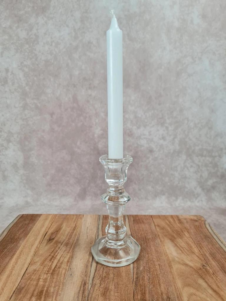 Bougeoir ancien en cristal facetté – Xxᵉ siècle