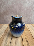 Petit pot à lait ancien Kg Lunéville bleu cobalt décor émaillé en relief