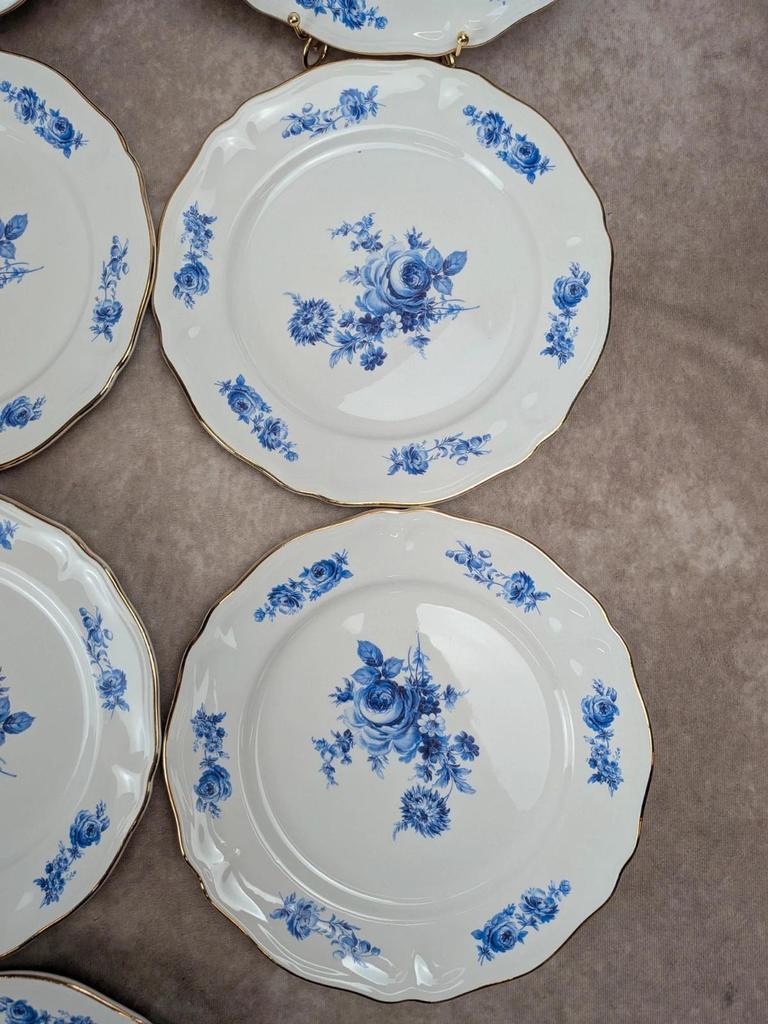Lot de 10 assiettes plates Moulin des Loups Orchies – modèle Sully – fleurs bleues