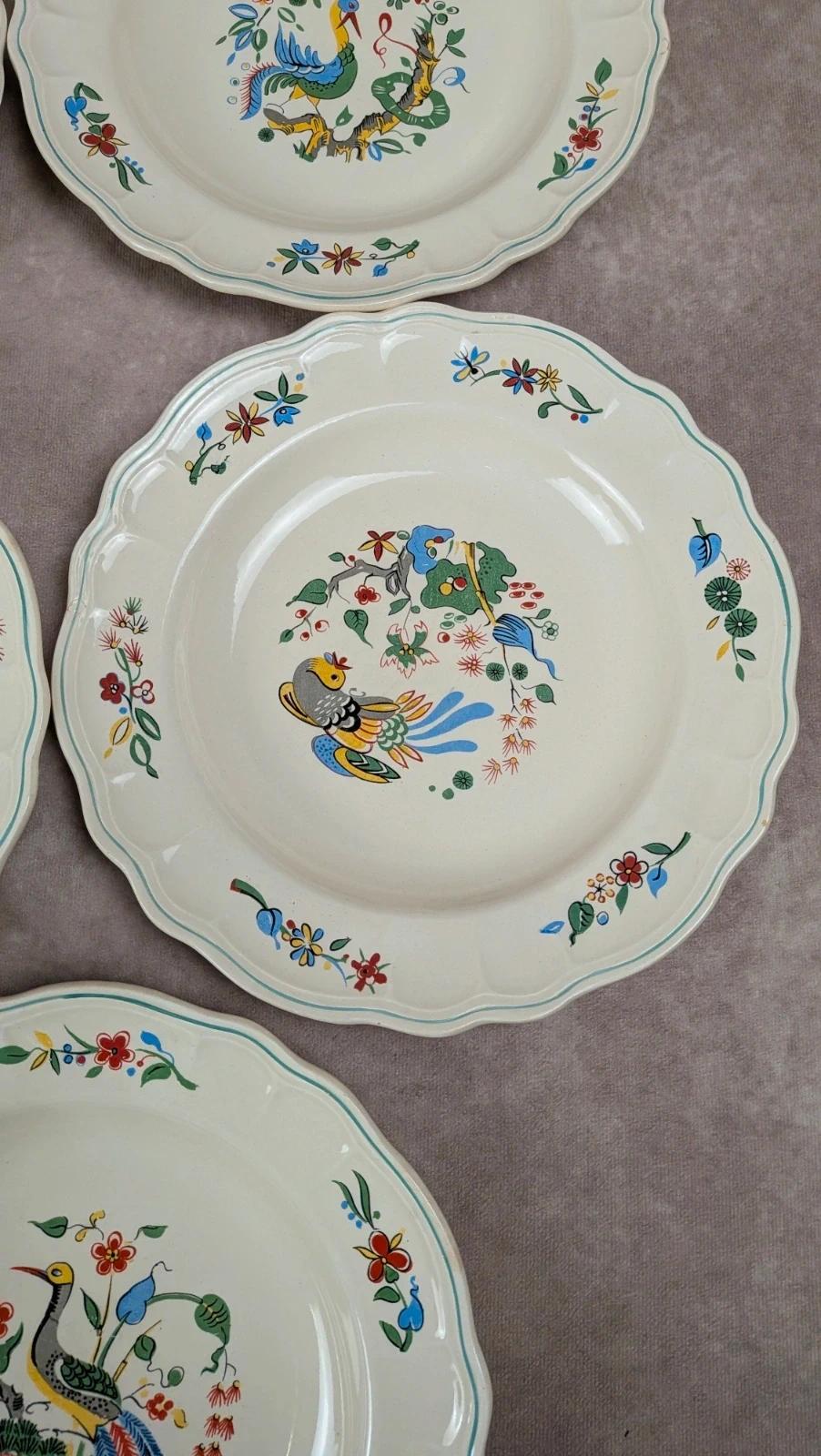 Lot de 5 assiettes creuses Salins décor oiseaux