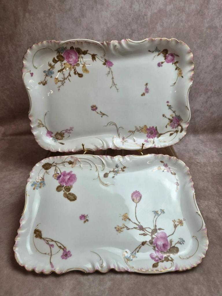 Paire de grands plats Haviland Limoges pour Vermont Marin Paris vers 1890