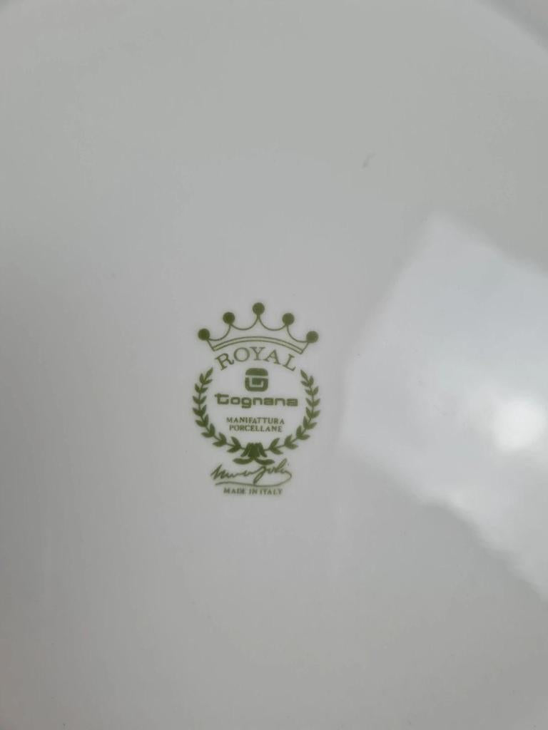 🩷 Lot de 6 assiettes en porcelaine Tognana – motif roses anciennes & liseré doré 🇮🇹