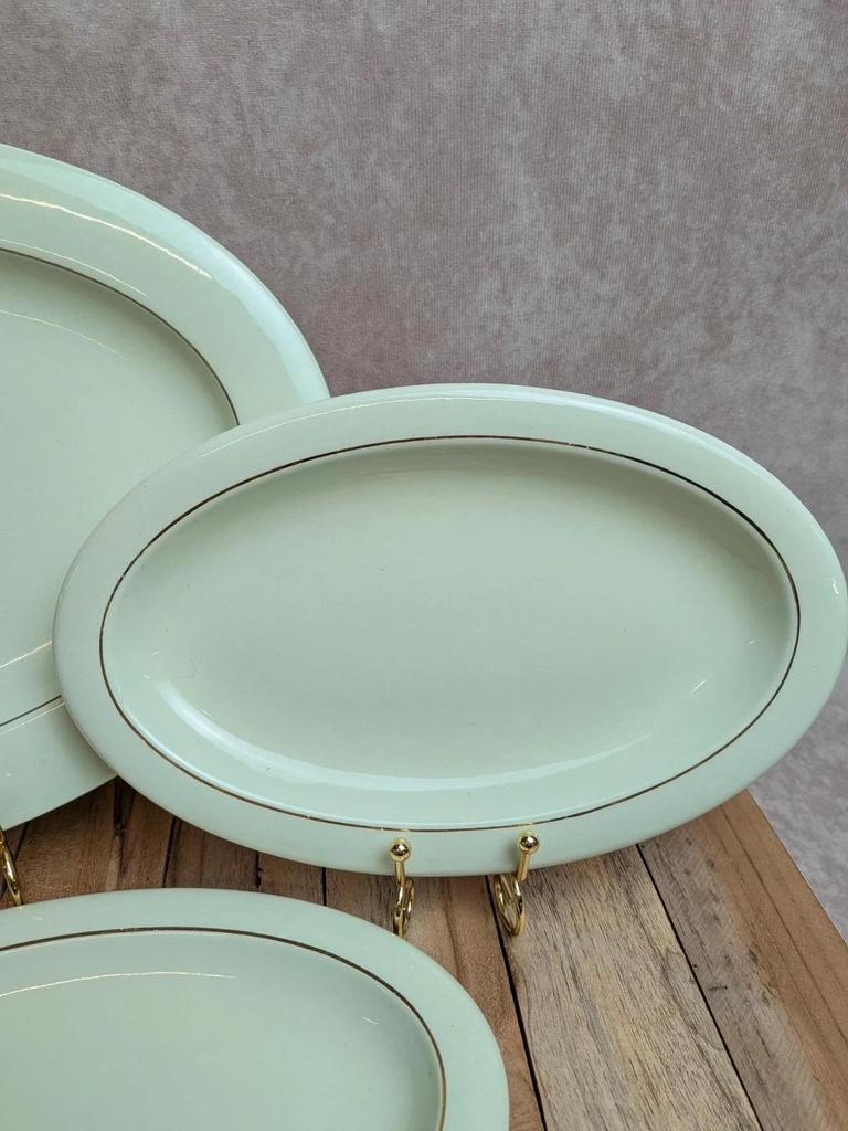 Lot de 3 plats ovales Opaceline Salins liseré doré vintage