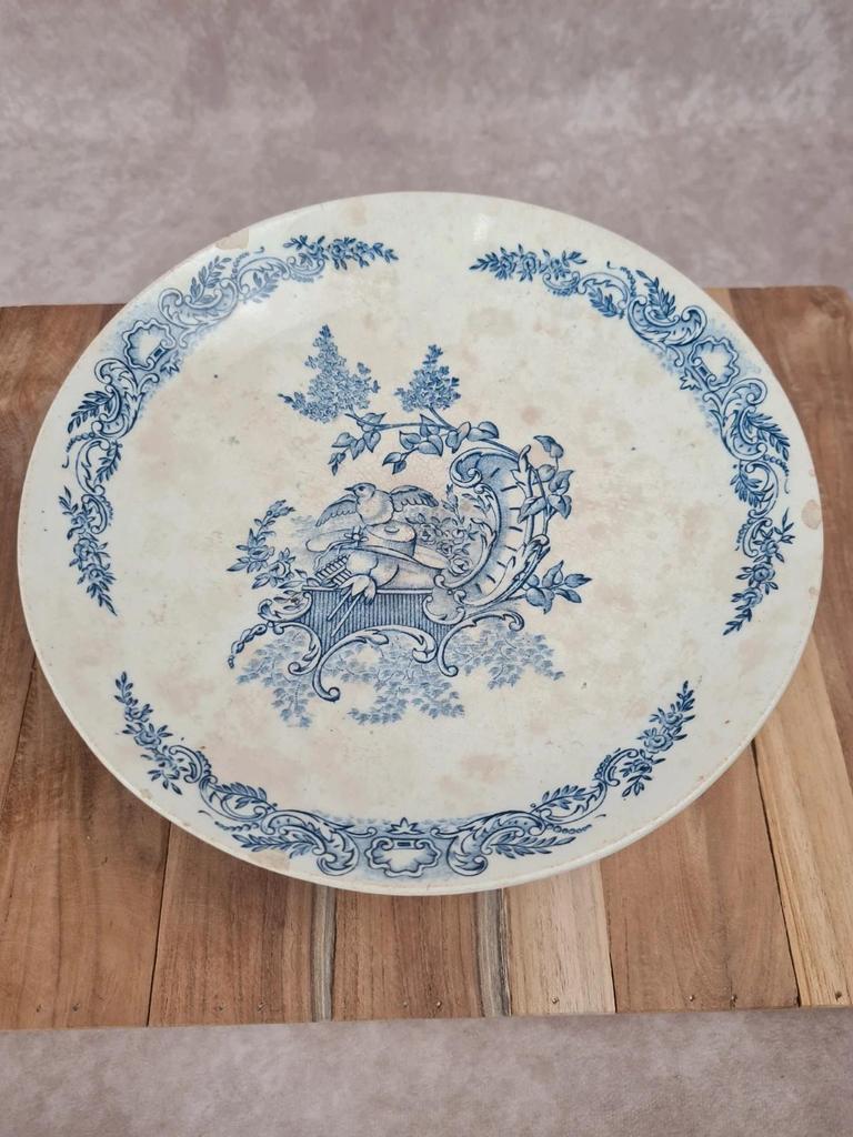 Compotier ancien sur pied – Faïence bleue – Au Lion de Faïence, 90 rue de Rivoli, Paris