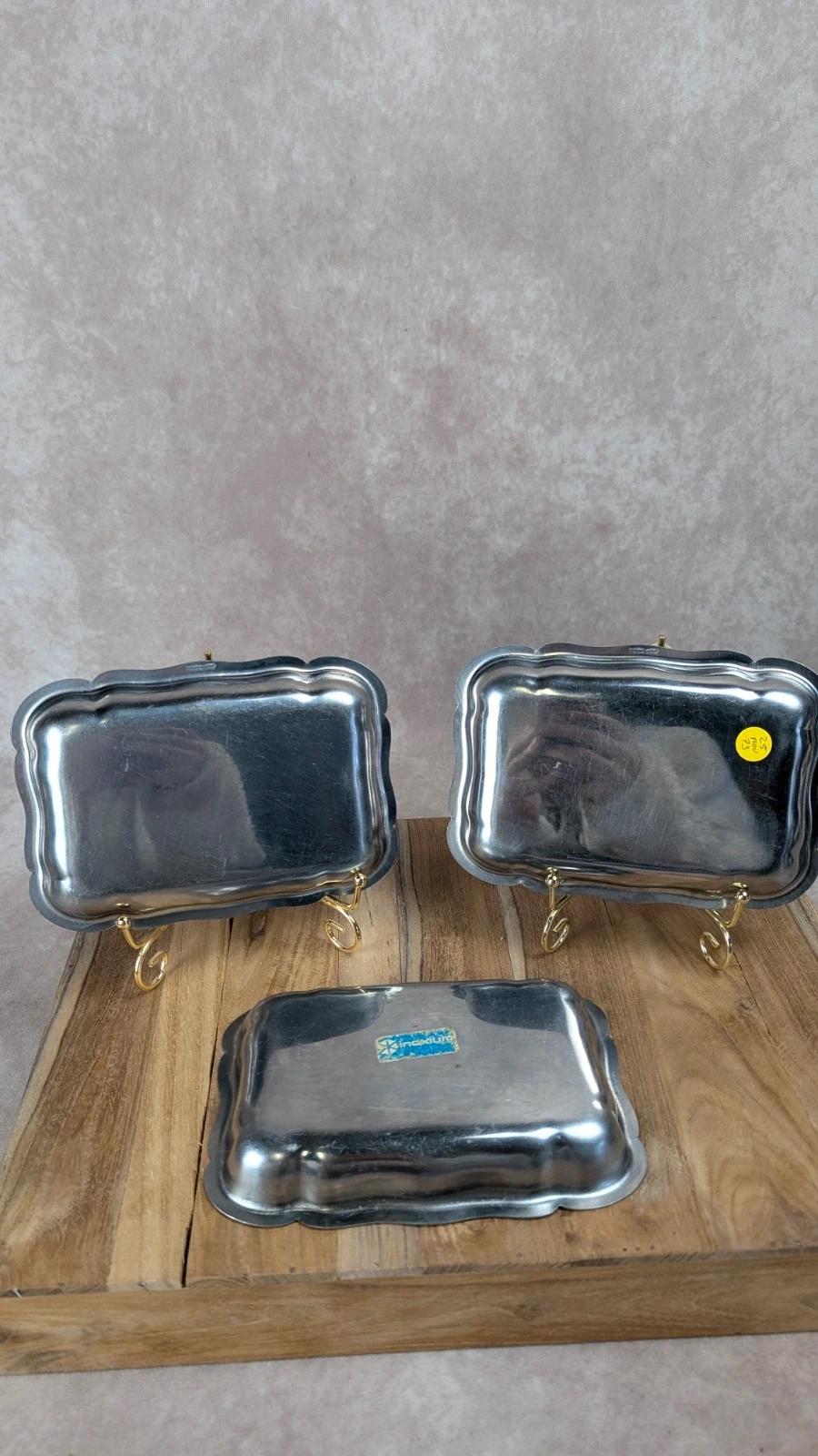 Lot de 3 petits plats en inox