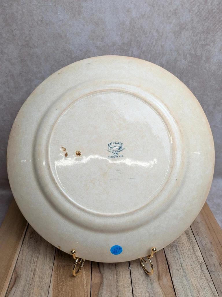 Plat rond Terre de Fer Creil et Montereau modèle Anglais