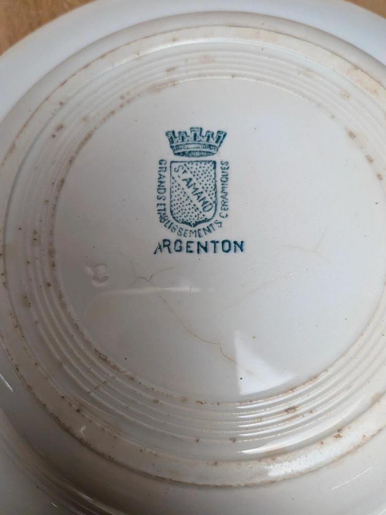 Lot de 3 assiettes creuses anciennes Saint-amand modèle Argenton Terre de fer