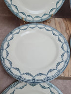 Lot de 6 assiettes plates anciennes Salins “petit Trianon” terre de fer bleu 💙