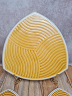 Lot dessous de plat + dessous de bouteilles Sarreguemines jaune graphique vintage 🟡