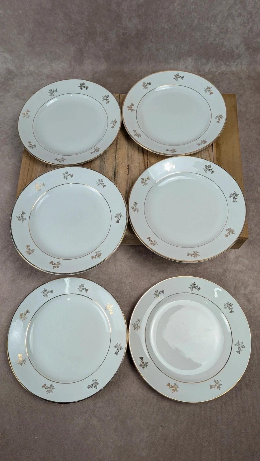 Lot de 6 assiettes à dessert anciennes L’amandinoise – dorure