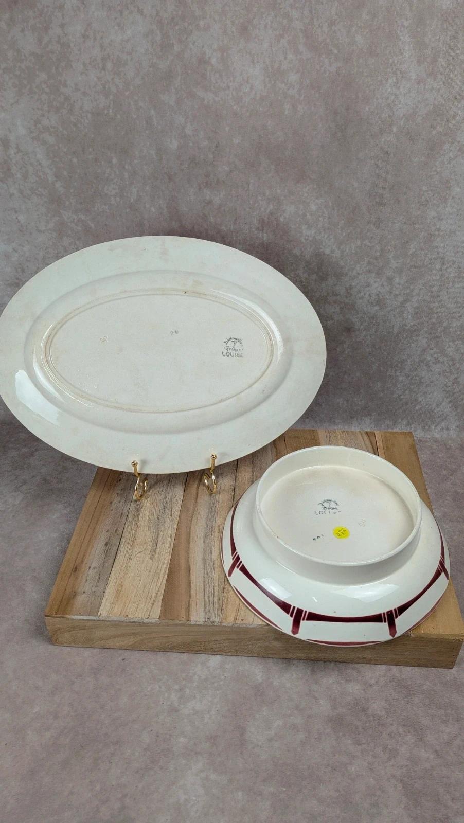 Lot de 2 plats anciens Badonviller – Modèle Louise