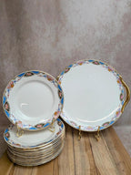 Service à gâteaux vintage Digoin Sarreguemines – 1 plat + 10 assiettes à dessert