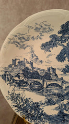 2 assiettes anciennes Gien décor bleu Bp motif paysage