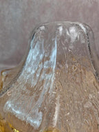 Suspension vintage en verre texturé attribuée à Murano – bord ambre – années 70