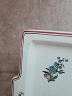 Grand plateau Sarreguemines Lorraine – décor floral romantique – faïence ancienne 🌸