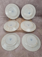Lot de 6 assiettes plates anciennes Creil et Montereau, Service La Vallières, 23 cm