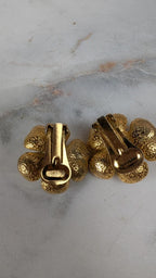 Boucles d’oreilles vintage à clips dorées fleur & perle