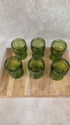 Service à orangeade/citronnade vintage carafe 6 verres verts Italie