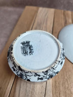 Tasse et soucoupe anciennes Gien – terre de fer – décor floral doré