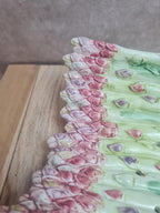 Plat à asperges barbotine ancien décor naturel 🌿🥀