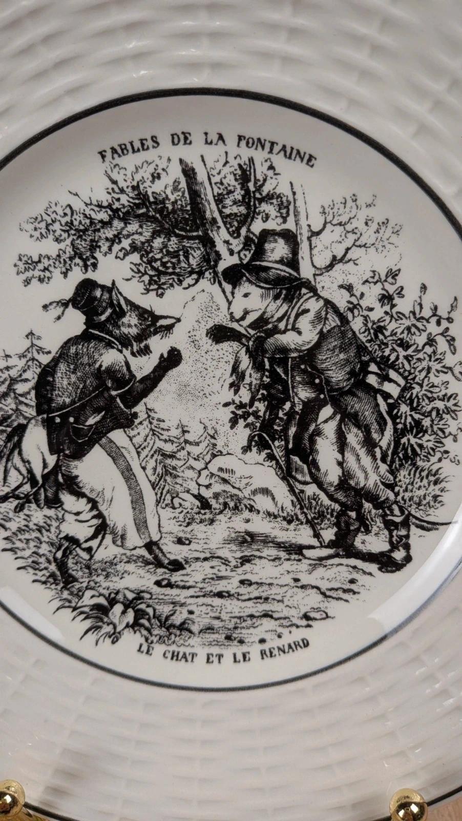 Assiette Sarreguemines Fables de La Fontaine, Le Chat