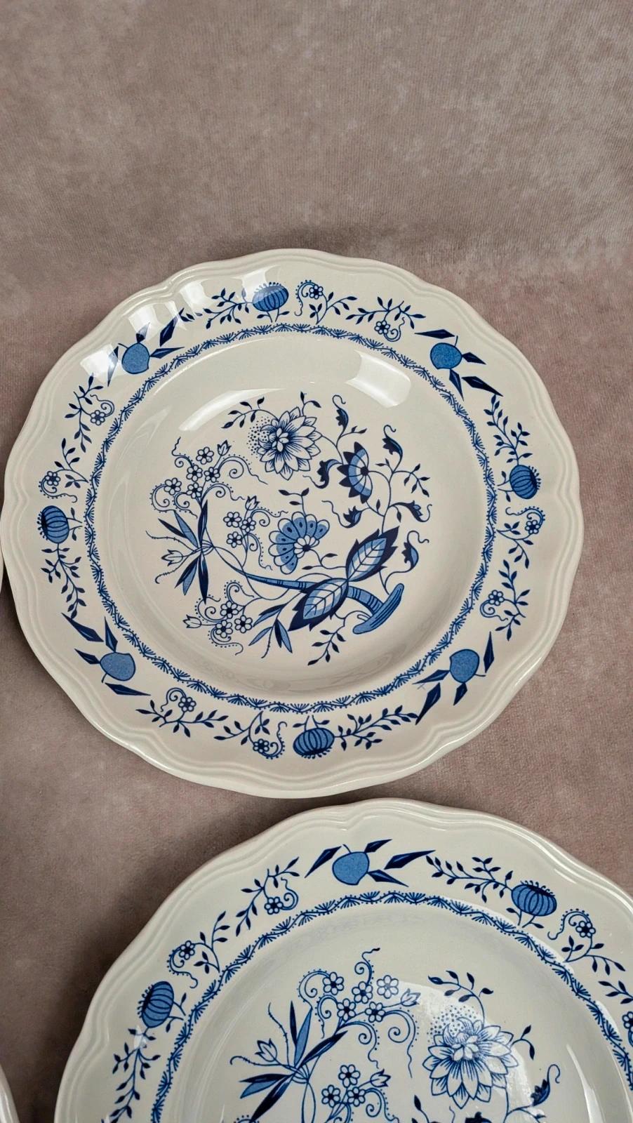 Lot de 5 assiettes creuses Lunéville décor bleu traditionnel