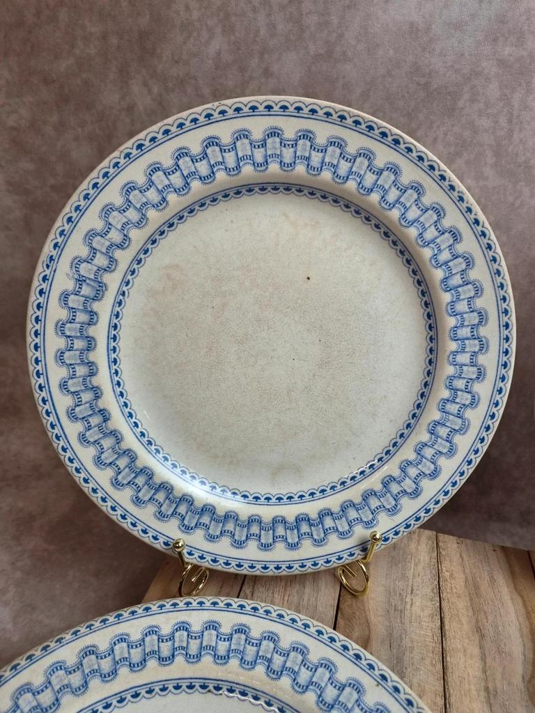 Lot de 4 assiettes plates anciennes anglaises B.p.w.&m. Milan – Terre de fer