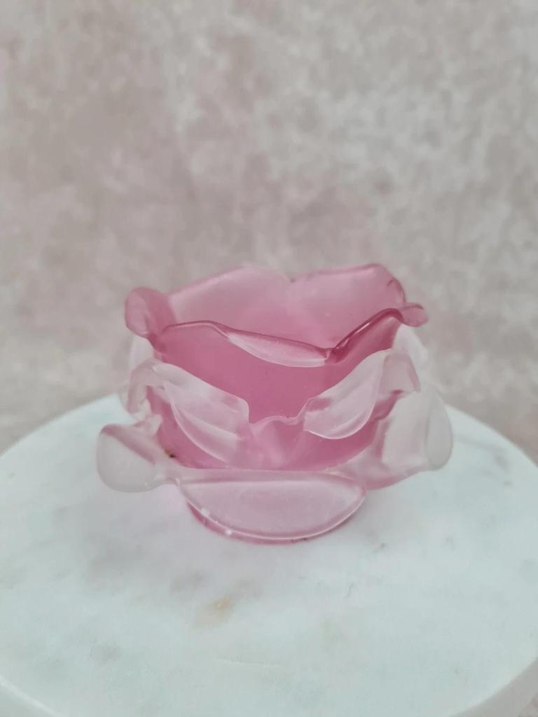 Abat-jour ancien en opaline rose 🌸 verre dépoli Art Nouveau