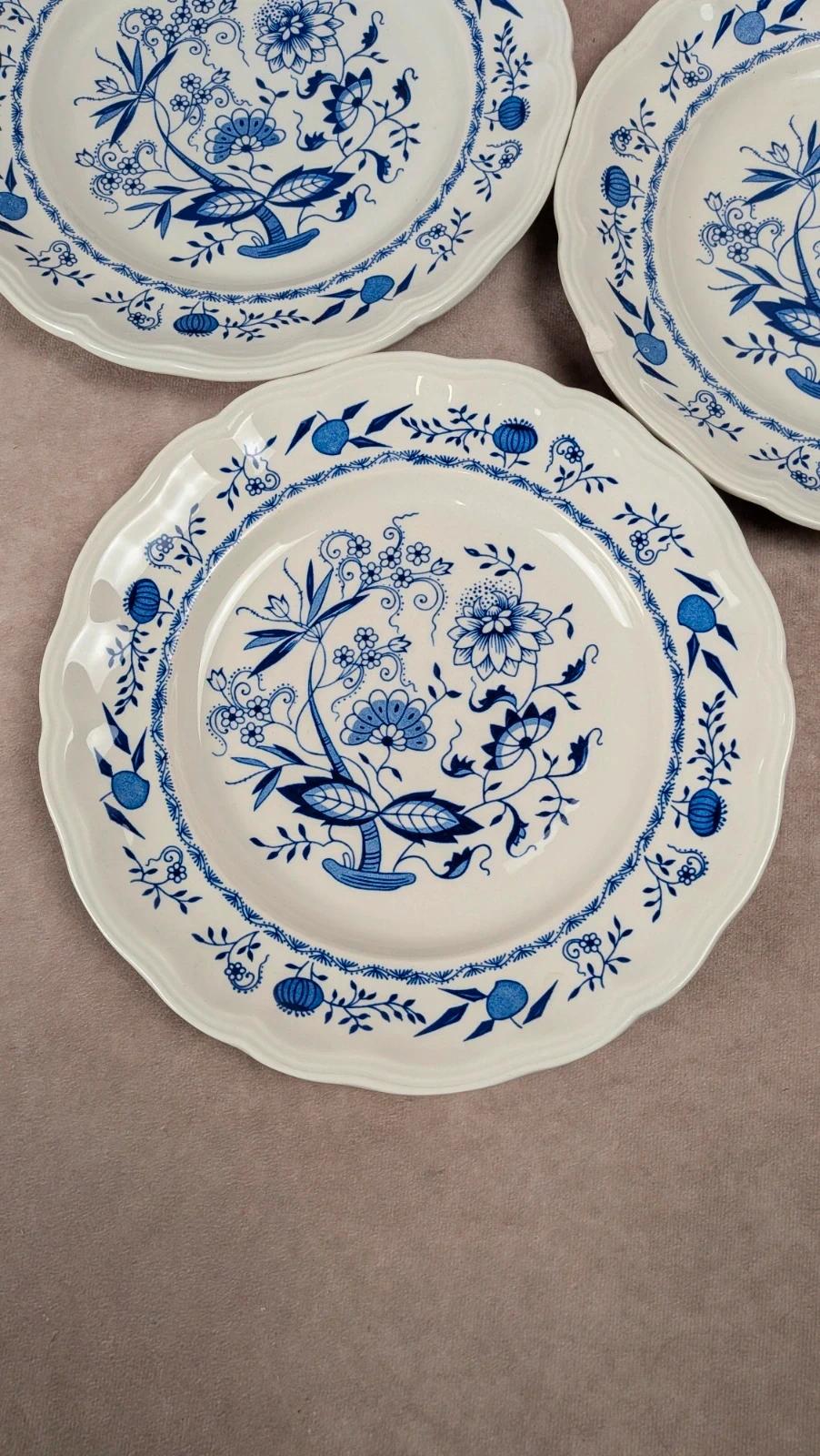 Lot de 3 assiettes plates Lunéville décor bleu traditionnel