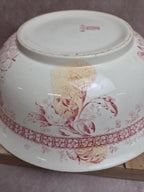 Bassine de toilette ancienne Gien Mireille rose 🌸 Terre de fer porcelaine opaque